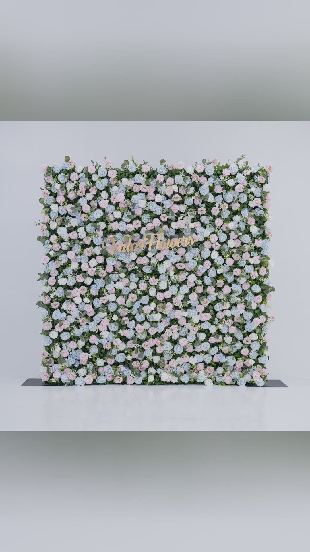 ValarFlowers Soft Blue and Pink Floral Backdrop: Elegant Rose &amp; Hydrangea Mix for Weddings &amp; Events-VF-819