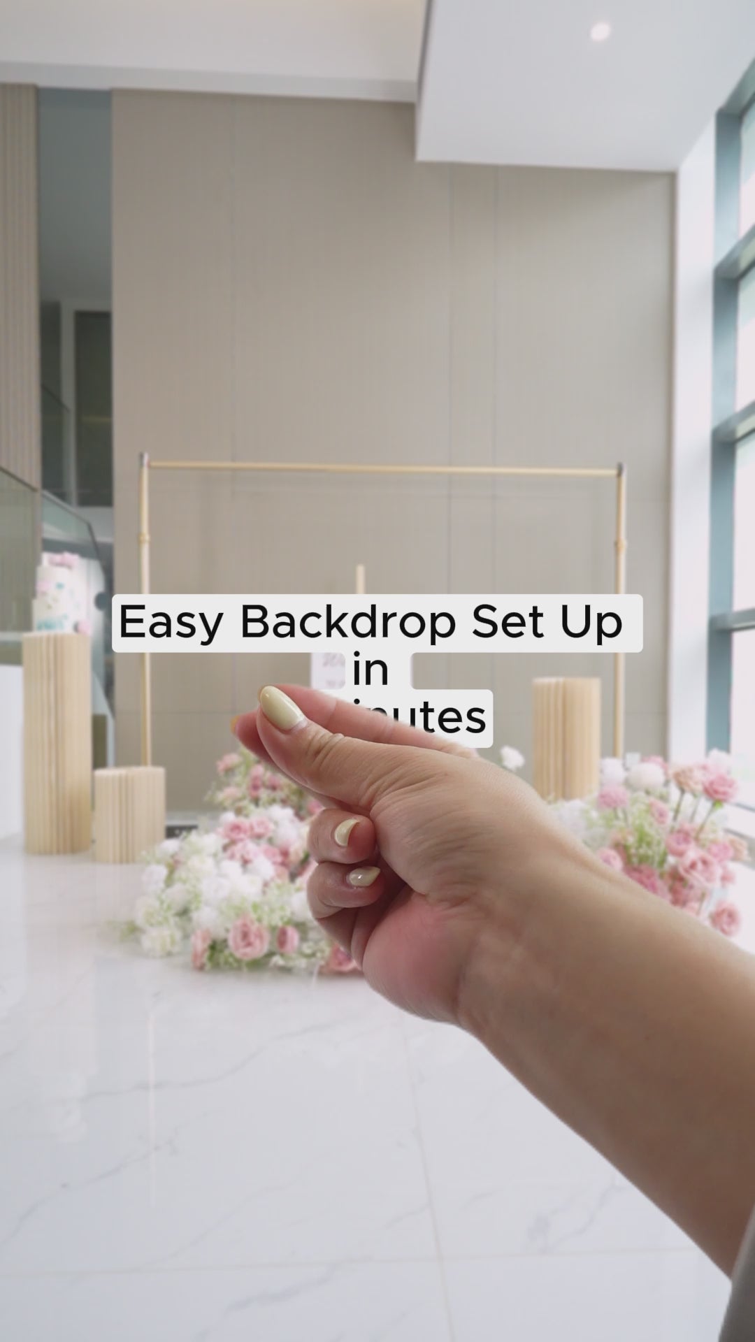 Elegant Pink Artificial Flower Backdrop by ValarFlowers: With and Without Golden Stand Options for Weddings and Events-VF-418-3