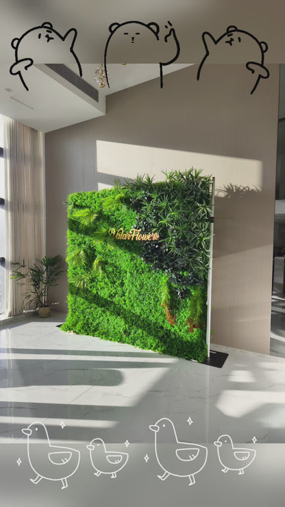 Valar Flowers Roll Up Fabric Artificial Vivid Green Grass Wall Wedding Backdrop, Floral Party Decor, Event Photography-VF-086-3