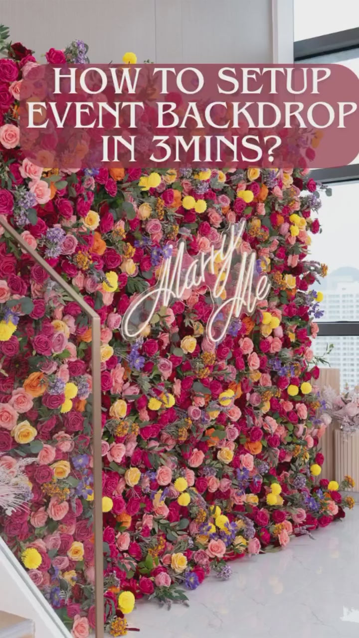 Vibrant Multicolored Artificial Flower Wall - The Epitome of Bold and Festive Style for Weddings and Events-VF-806