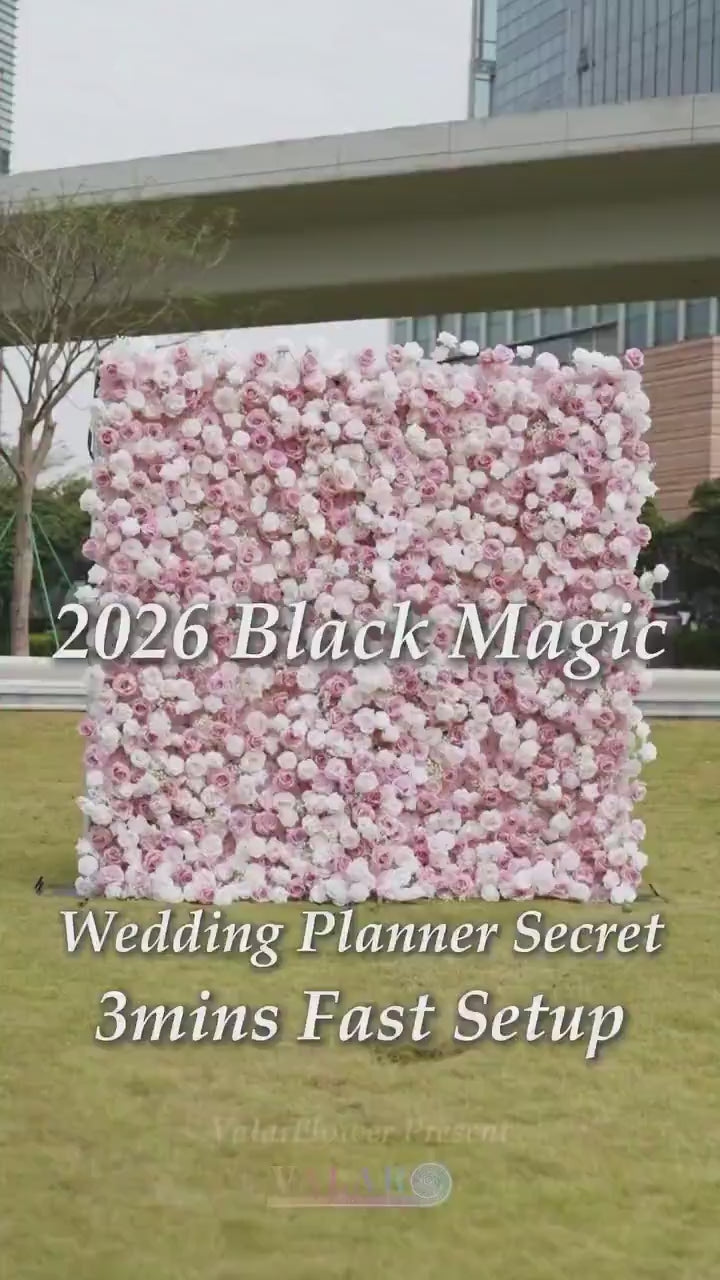 The entire 3 minutes super quick and hassle-free fast installation process of the stunning, delightful and utterly enchanting blush pink-toned artificial flower backdrop: this full blooming, gorgeously crafted floral decor is a true blossoming marvel that can perfectly elevate all kinds of your wedding, party and celebration events.