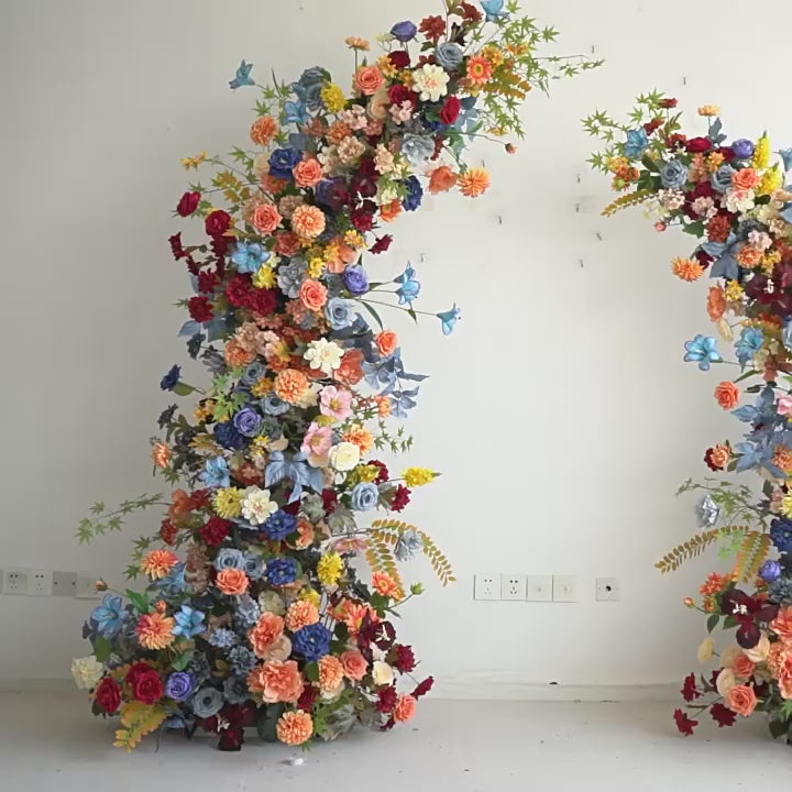 Rainbow - Hued Artificial Flower Arch - A Vivid Array of Colors! Ideal for Weddings, Pride Events, Music Festivals & Photoshoots - Multiple Sizes Available!