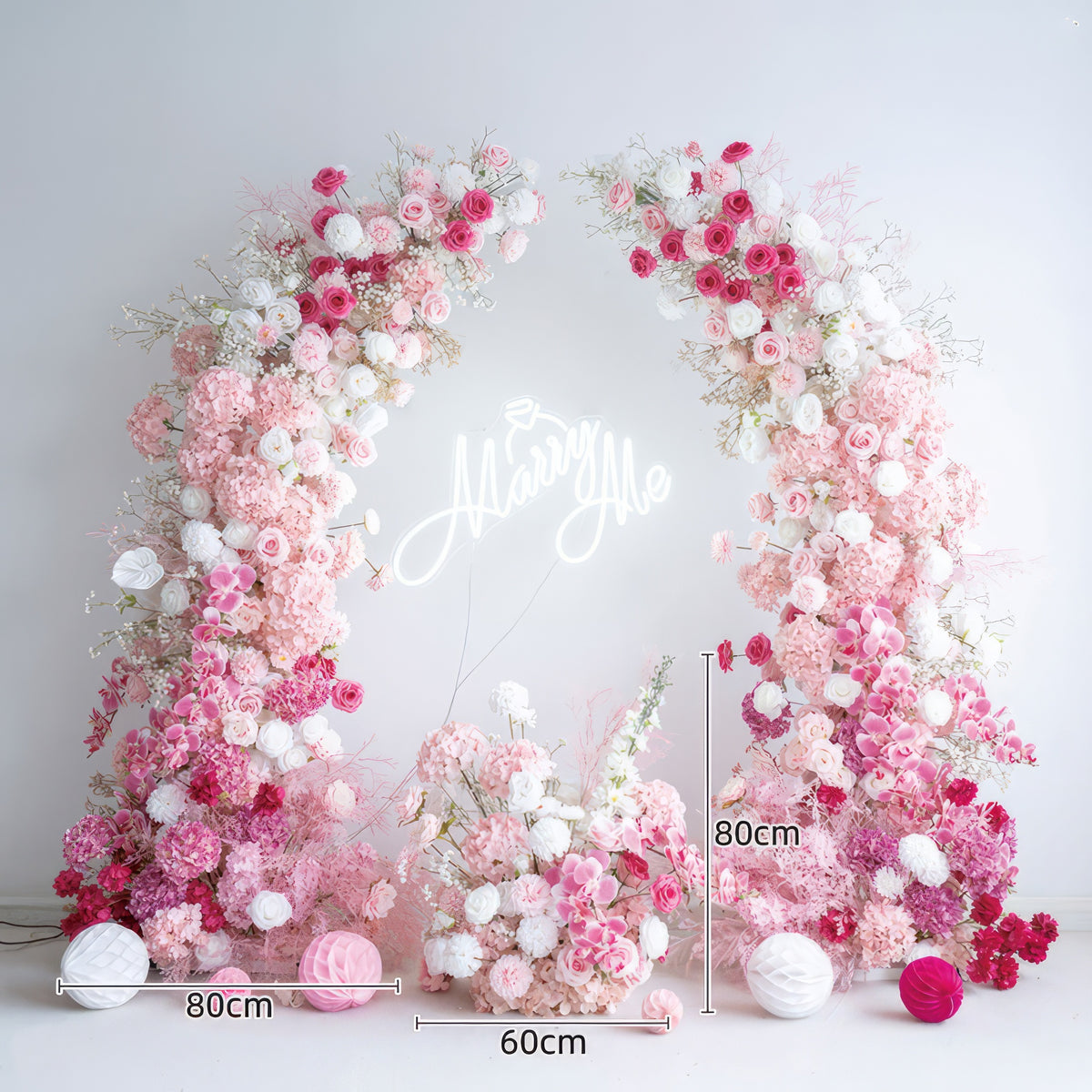 Romantischer, 2,13 m hoher rosa Blumenbogen – Dekoration für Hochzeiten und Partys