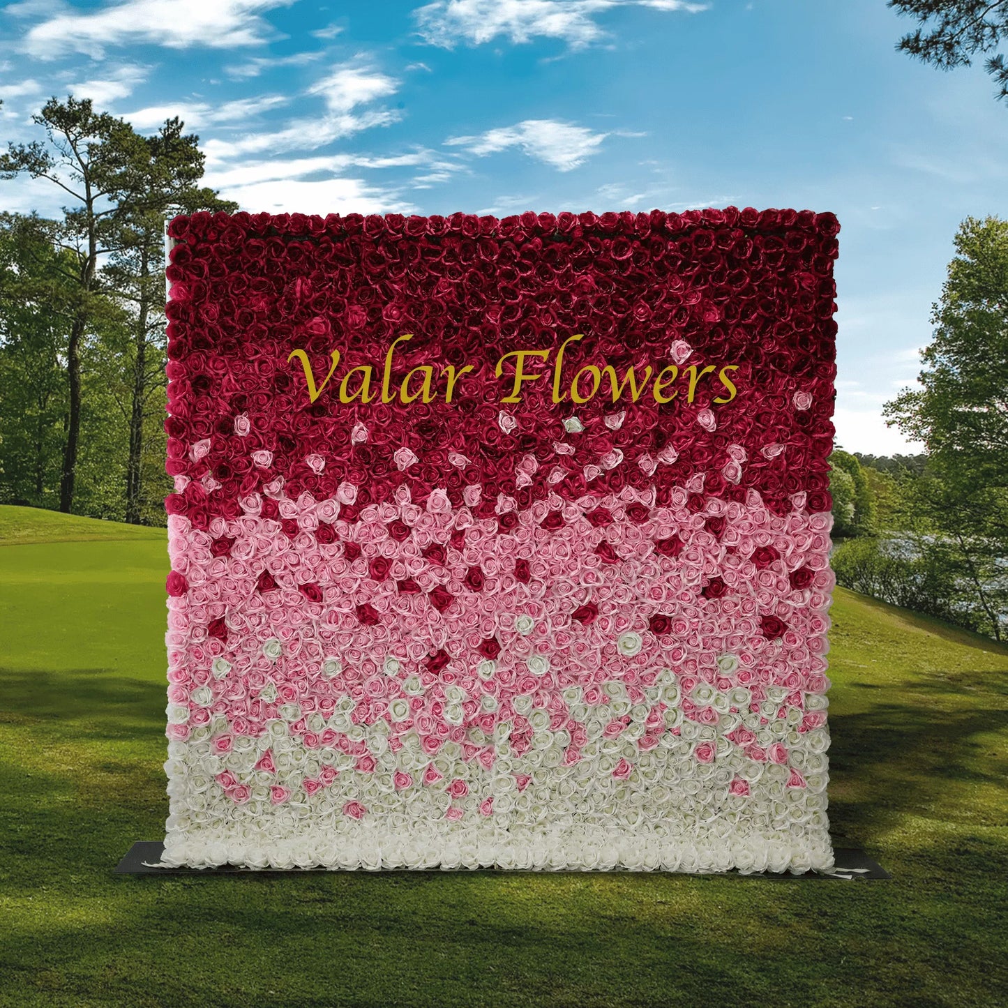 ValarFlowers artificial flower wall backdrop with wine to white roses peonies hydrangeas for wedding party photo booth decor